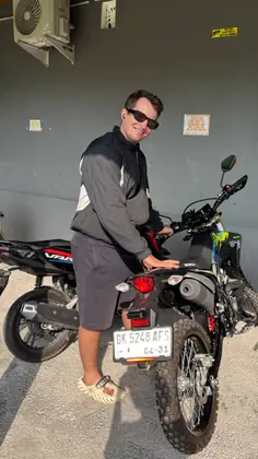 A customer on a Honda CRF 150L trail bike