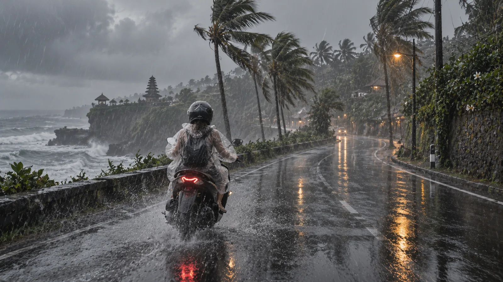 Driving and riding in Bali's rainy season